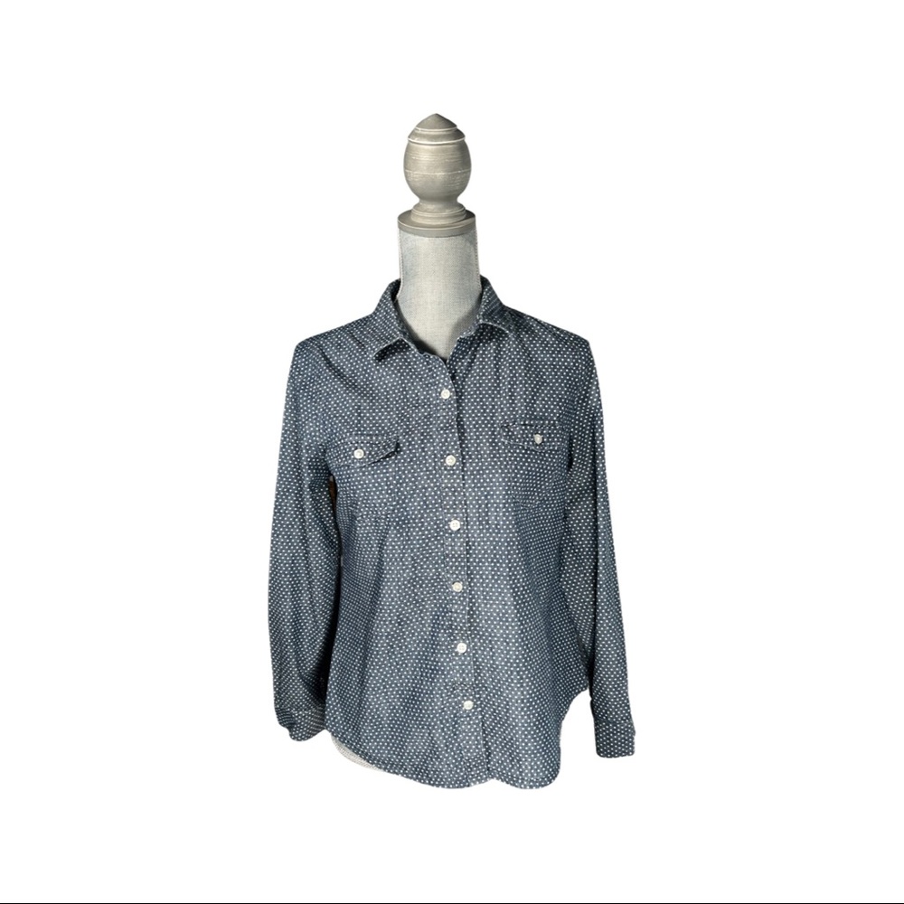Blue polka dot button down